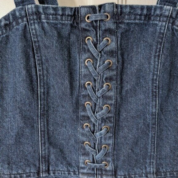 New American Eagle Outfitters Denim Tank Top Corset Bustier Medium Wash Size S - Picture 2 of 5